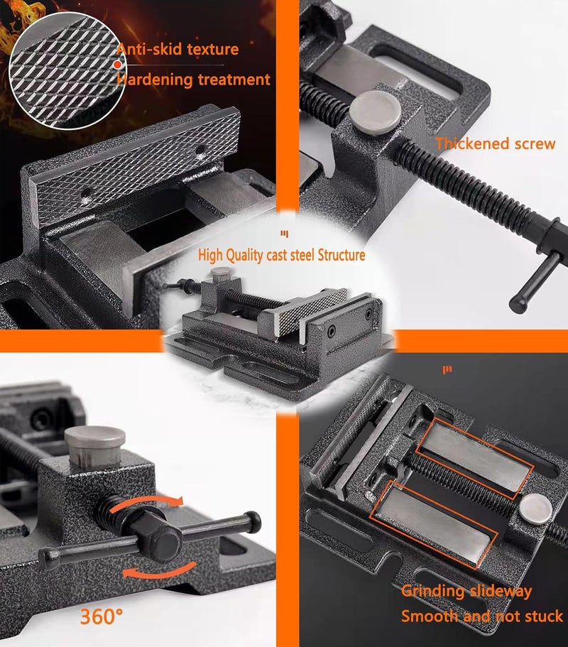MYTEC Heavy Duty Vice for Drill Press, 5.0" Black, Quick Release Workbench Industrial Vise Clamp, High-grade cast steel Bench Clamp - Image 4